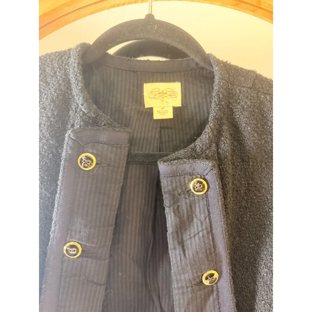Textured Navy Short-Sleeve Jacket - Brand Unspecified